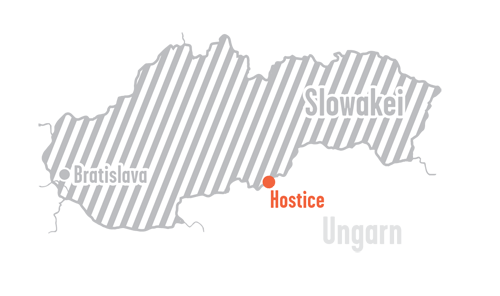 Karte der Slowakei, Hostice ist markiert